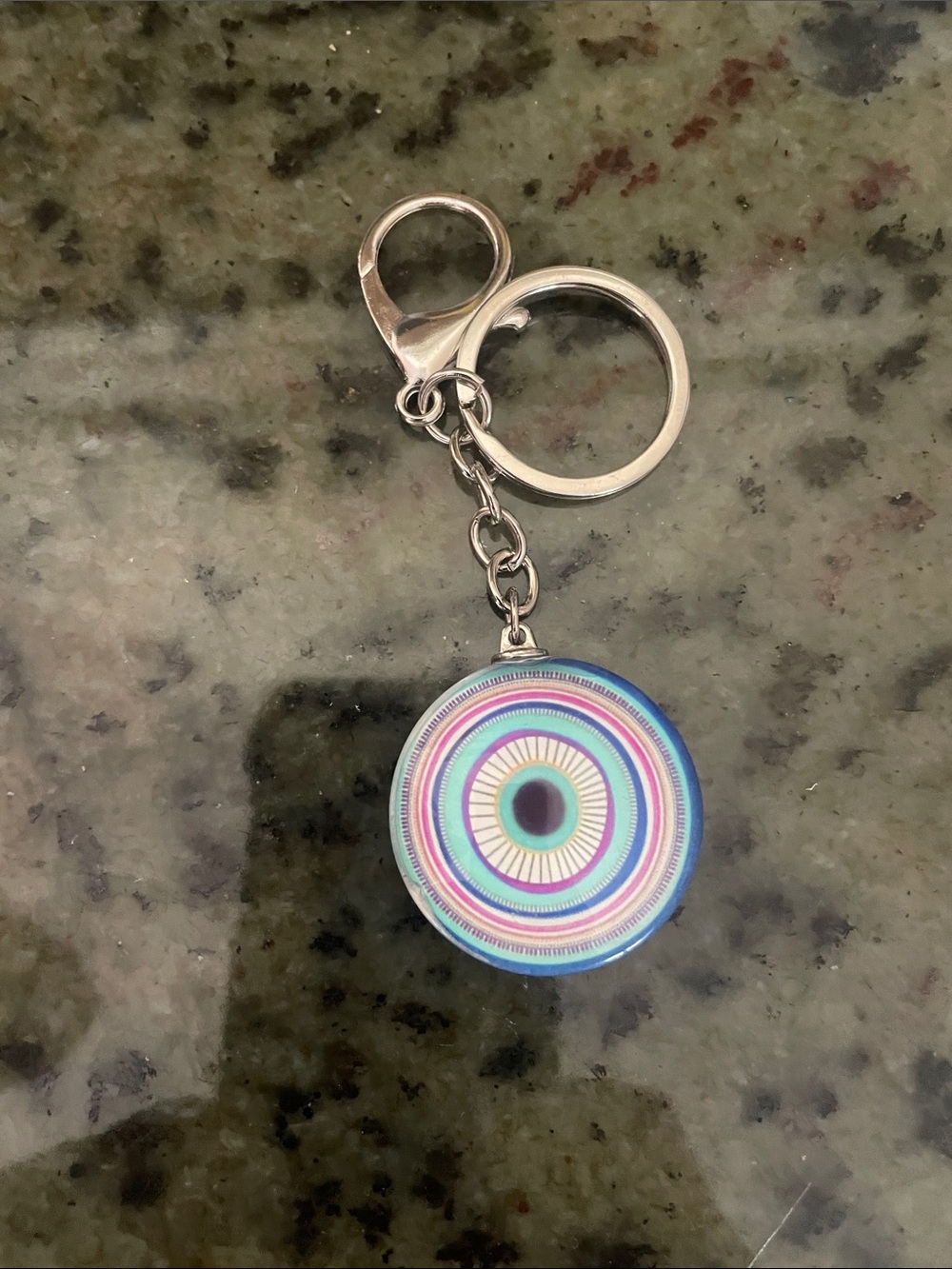 Multicolor Circular Pattern Keychain - Silver Hardware
